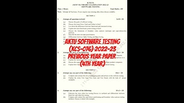 AKTU Software Testing (KCS-076) 2022-23|| Question Paper #shorts #btech #aktu #exam #softwaretesting