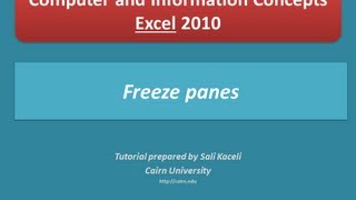 Using the Freeze Panes functionality in Excel 2010