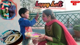 happy holi ️ Frist time Himachal main || ghr pr banai holi mithai
