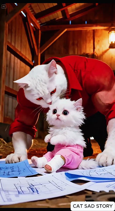 Baby Kitty's Limp Turns Epic: Dad Builds Robotic Walker Surprise! 🐱🤖 Heartwarming Animation' #cat