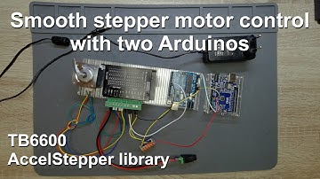 Smooth stepper motor control with two Arduinos using the Accelstepper library