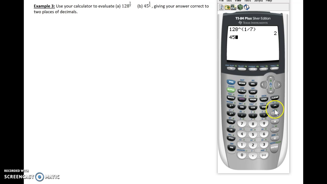 Evaluating Fractional Powers on a Calculator YouTube