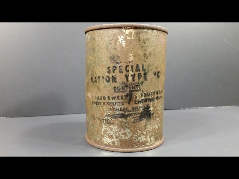 1944 WW2 British Special Ration Type C MRE Review Eating 70 Year Old Canned Military Meal (RAF)