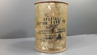 1944 British Special Ration Type C MRE Review Eating 70 Year Old Canned Military Meal (RAF)