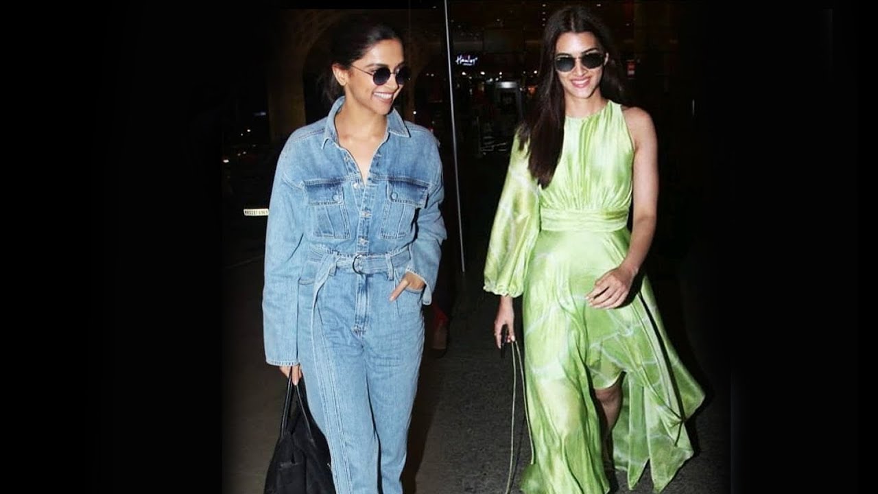 Stylish Deepika Padukone And Kriti Sanon Spotted At Airport - YouTube