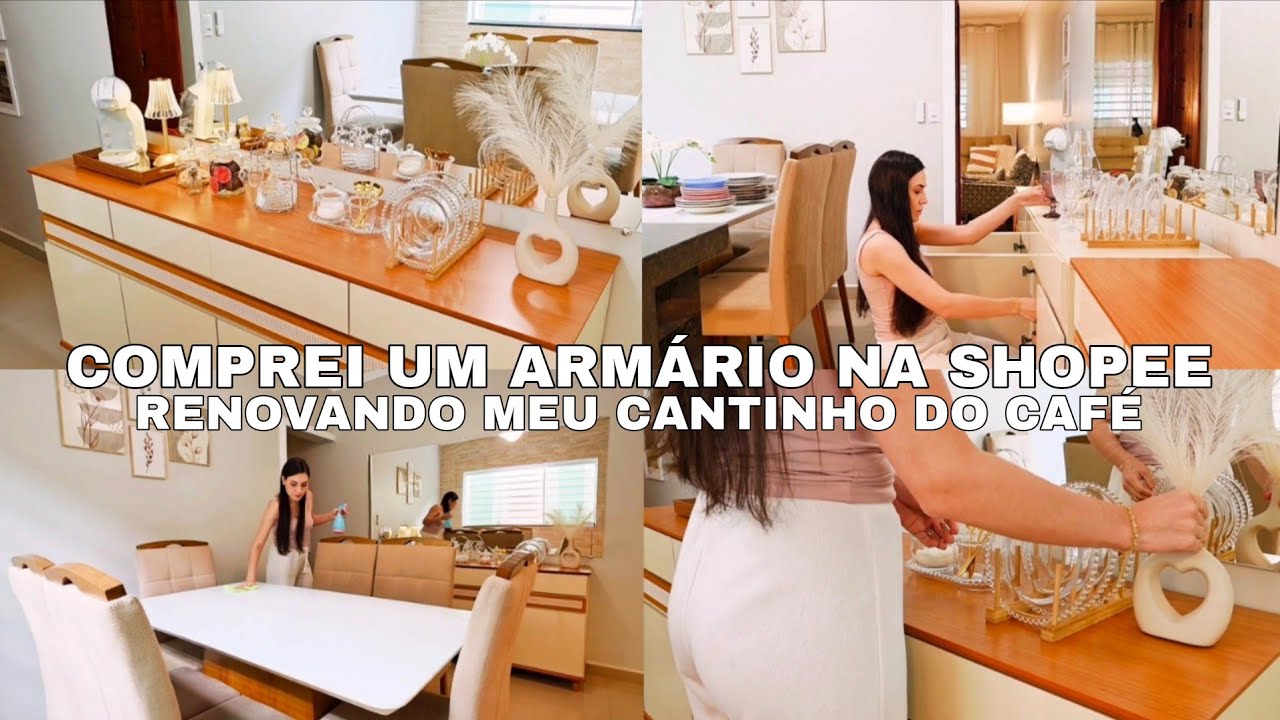 ACHEI O APARADOR DOS SONHOS NA SHOPEE/organizaçao da louça no armário novo