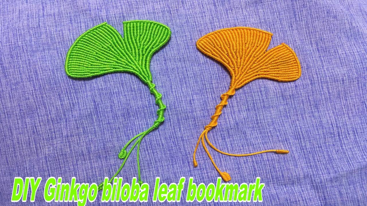 Chinese  knot knitting handicraft：DIY Ginkgo biloba leaf bookmark