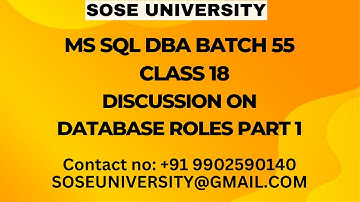 Sql DBA Batch 55 Class 18 Discussion On Database Roles Part 1 || Contact +91 990259140