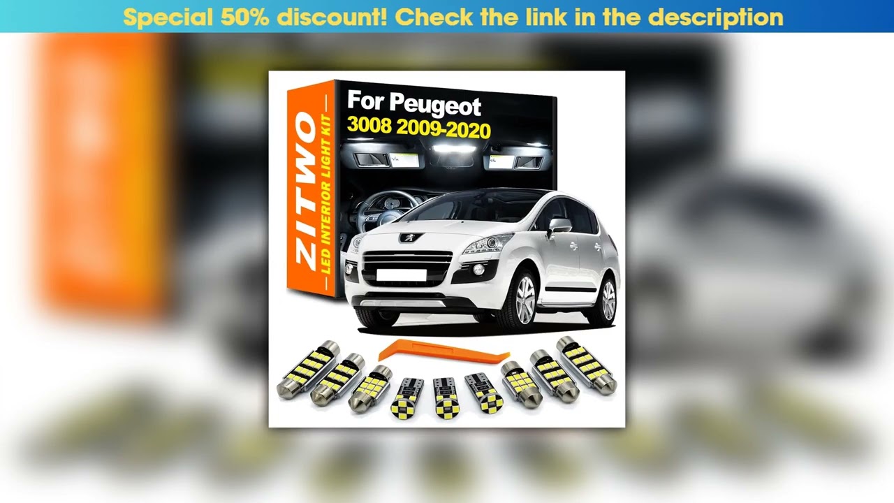 Review 18Pcs LED Interior Dome Map Reading Luggage Plate Light Kit For Peugeot 3008 2009- 2016 2017