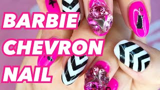 EASY CHEVRON NAIL ART TUTORIAL ♡ BARBIE NAIL ART | GEL NAILS AT HOME