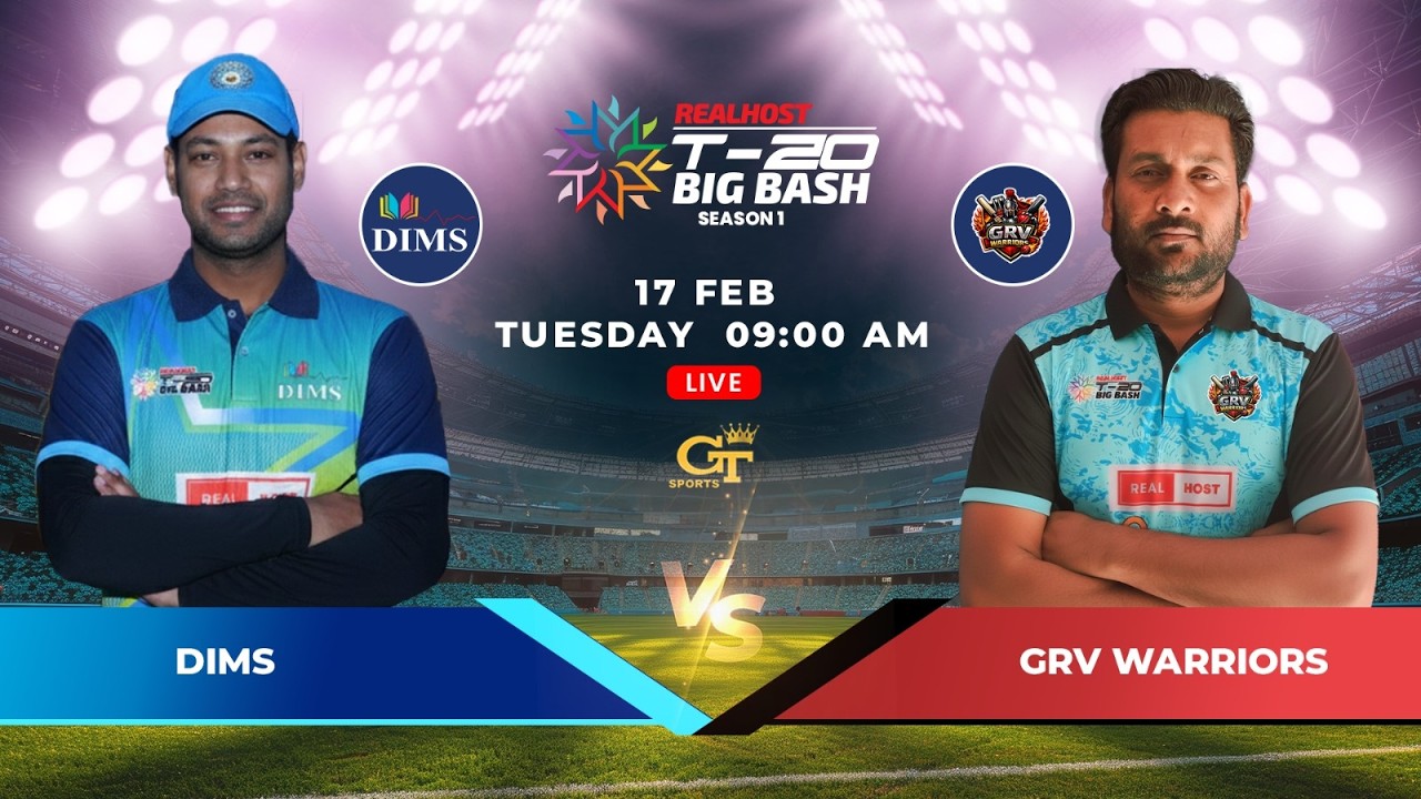 LIVE 🔴 9th League Match | DIMS 🆚  GRV Warriors | RealHost Big Bash T20 League