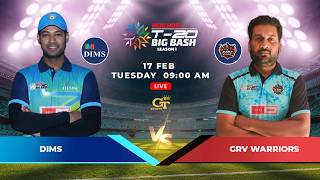 LIVE 🔴 9th League Match | DIMS 🆚  GRV Warriors | RealHost Big Bash T20 League