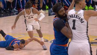 Josh Hart flagrant 1 for tripping Vassell then Wemby and Robinson tangled up