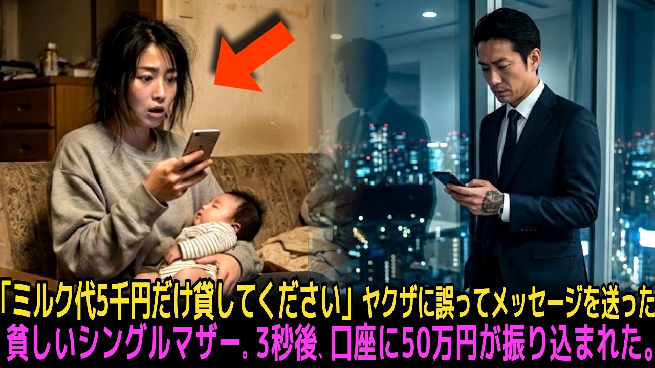 「ミルク代5千円だけ貸してください」――ヤクザに誤ってメッセージを送った貧しいシングルマザー。3秒後、口座に50万円が振り込まれた。【感動する話】| ドラマ | シニアライフ |