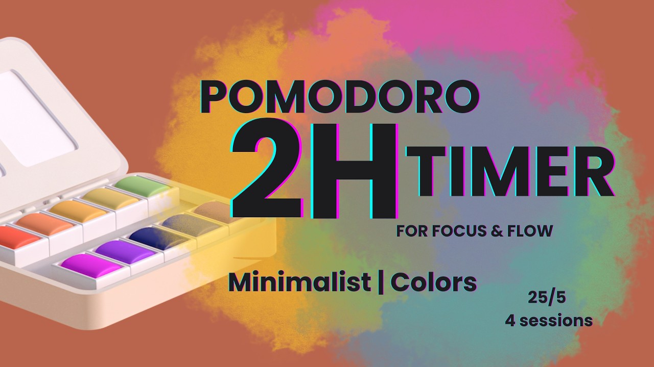 Pomodoro Timer 2H – 25/5 | No music | Colors | Brown
