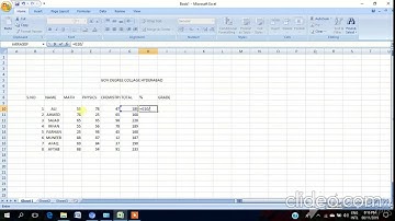 Formula of Sum, Percentage, If Function, Merge & Center MS Excel 2007 Tutorial in Hindi b.k tech