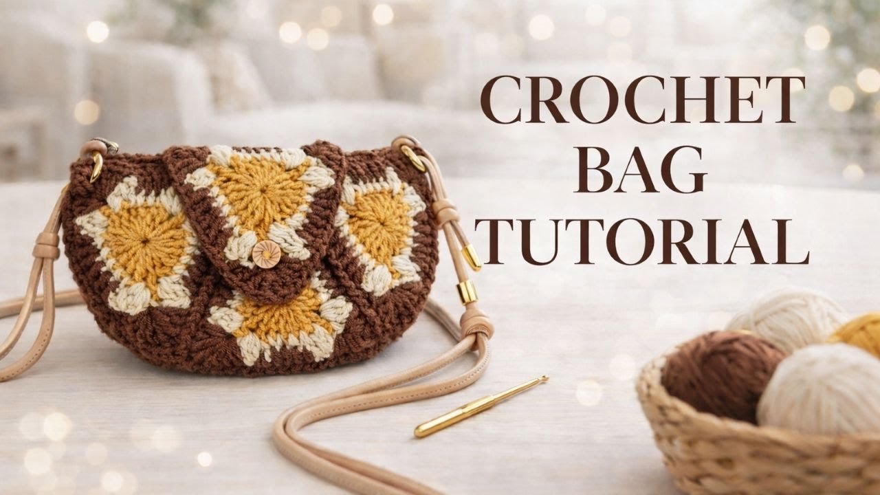 Crochet Bag Tutorial 🌼 Vintage Granny Flower Shoulder Bag | Easy