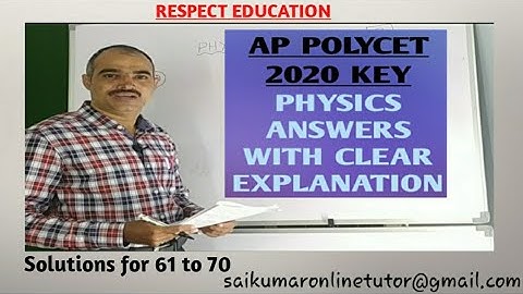 AP POLYCET 2020 Physics Key with Clear Explanation. (Questions 61-70)