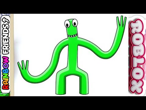 How to DRAW CHARACTER of RAINBOW FRIENDS - ROBLOX DRAWING - Green 