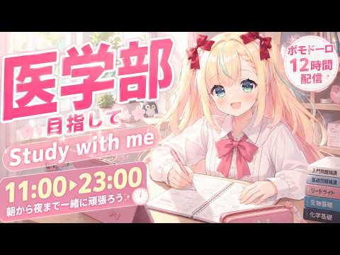【Study with me】医学部目指して、23時まで勉強する。【作業用BGM/ポモドーロ】