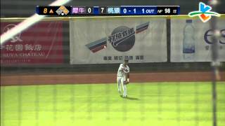 20130918 CPBL 犀牛VS桃猿 8上 胡金龍遭接殺 但陳凱倫站上得分大門口