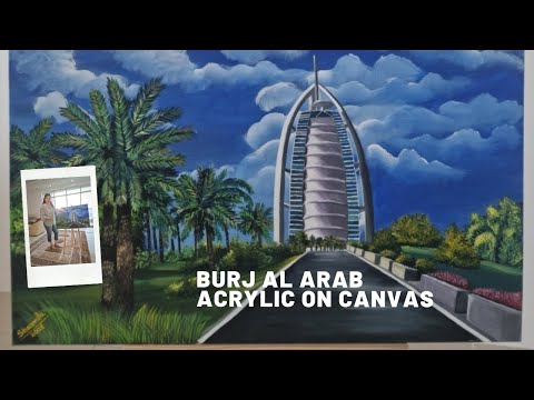 How to make Burj Al Arab – Acrylic Painting on Canvas by Artistsharmi