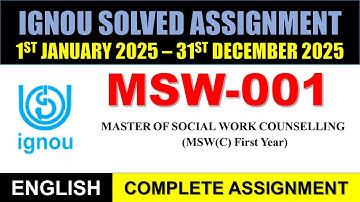 MSW 001 Solved Assignment 2025 || msw-01 solved assignment in English || Jan 2025 to Dec 2025