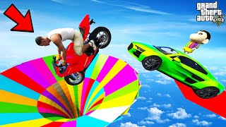 FRANKLIN TRIED IMPOSSIBLE DEEP TUNNEL ULTRA MEGA RAMP PARKOUR CHALLENGE GTA 5 | SHINCHAN and CHOP