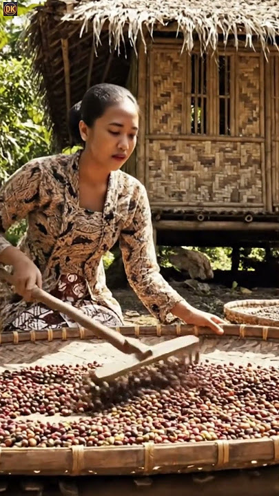 Young Woman Drying Coffee Beans #ai #shortvideo #coffeebeans