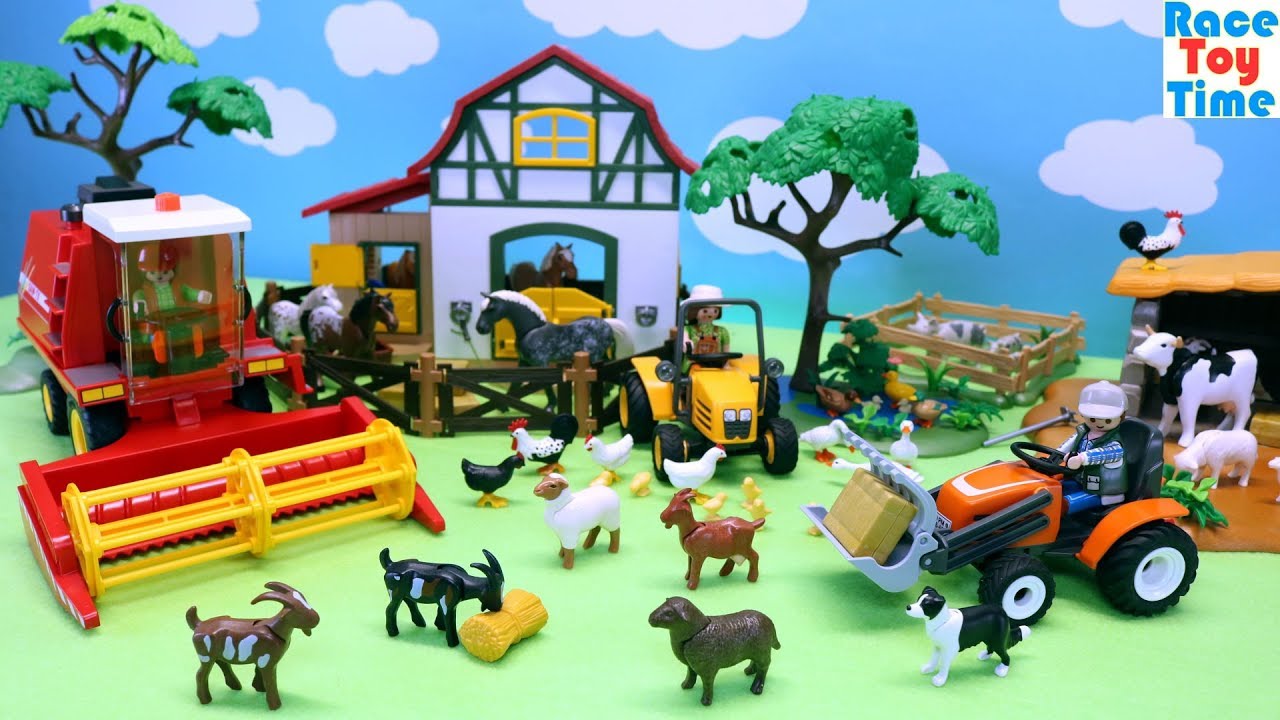 Playmobil Farm Harvester Playset and Fun Animals Toys For - YouTube