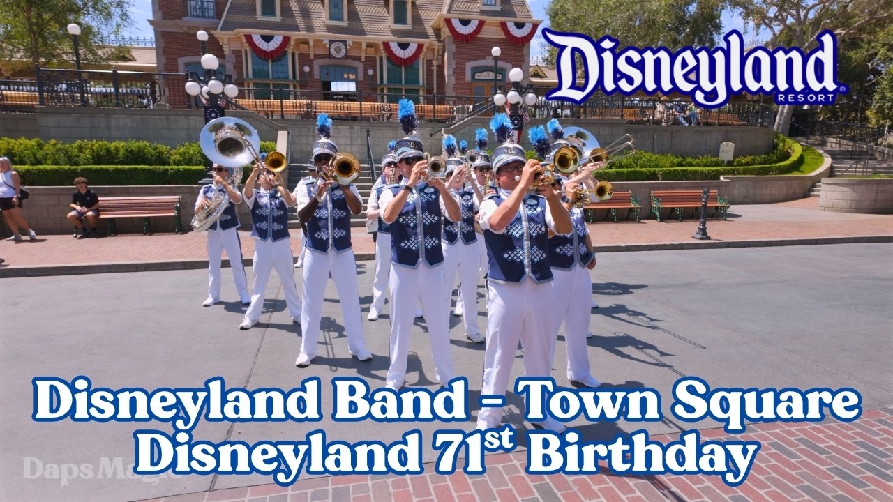 Disneyland Band in Town Square on Disneyland's 71st Birthday 4K