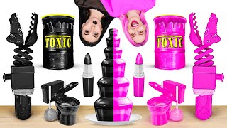 BLACK VS PINK BATTLE! || Chocolate Fondue Face-Off: Bold Black VS Pretty Pink by 123 GO! FOOD