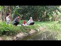 Mancing ikan wader bersama keluarga kecilku