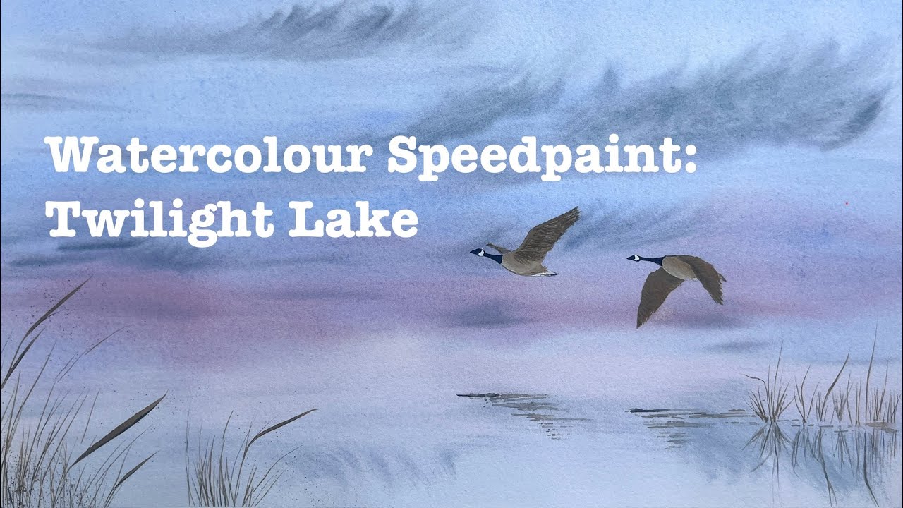 Loose Watercolour Landscape Speedpaint: Twilight Lake, Simple Sunset for Beginners, Art for Relaxing