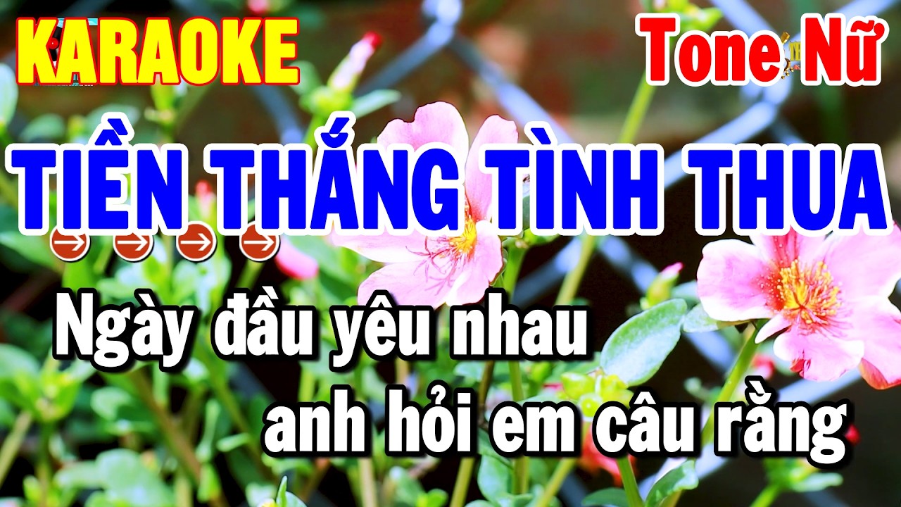 Karaoke Tiền Thắng Tình Thua Tone Nữ Nhạc Sống Beat Dễ Hát Nhất | Thanh Hải