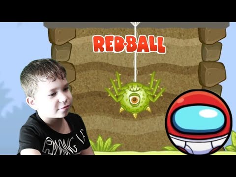 Красный Шарик против зеленых паучков. Мультик-игра для детей RED BALL 5.