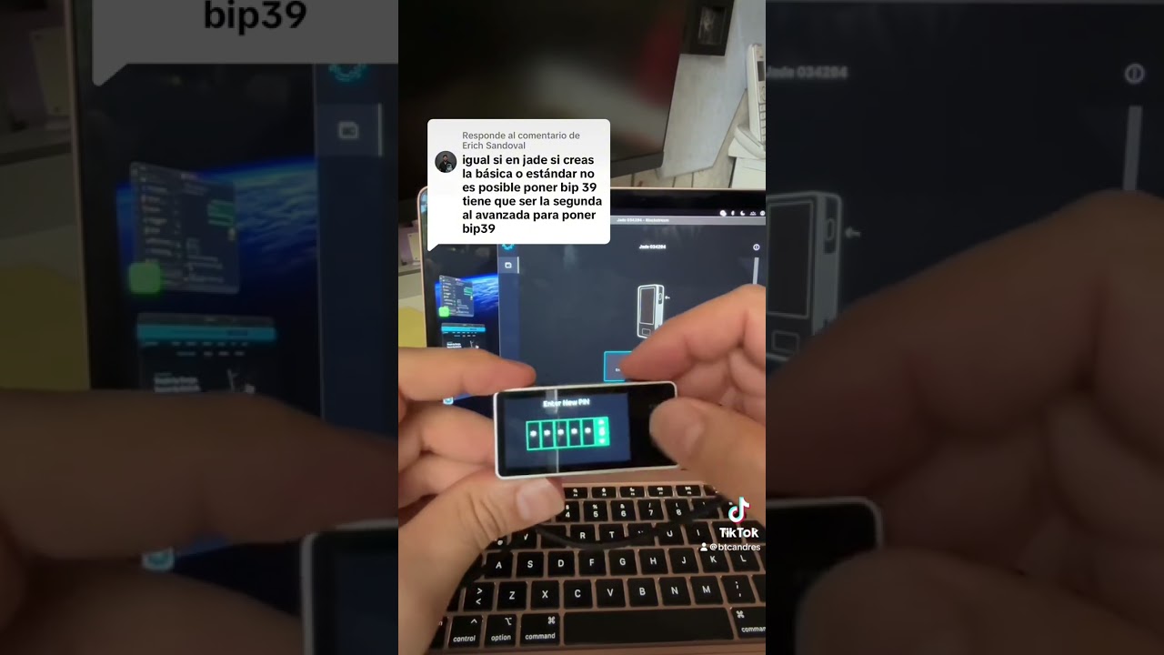 Passphrase en Jade después de crear la cuenta 