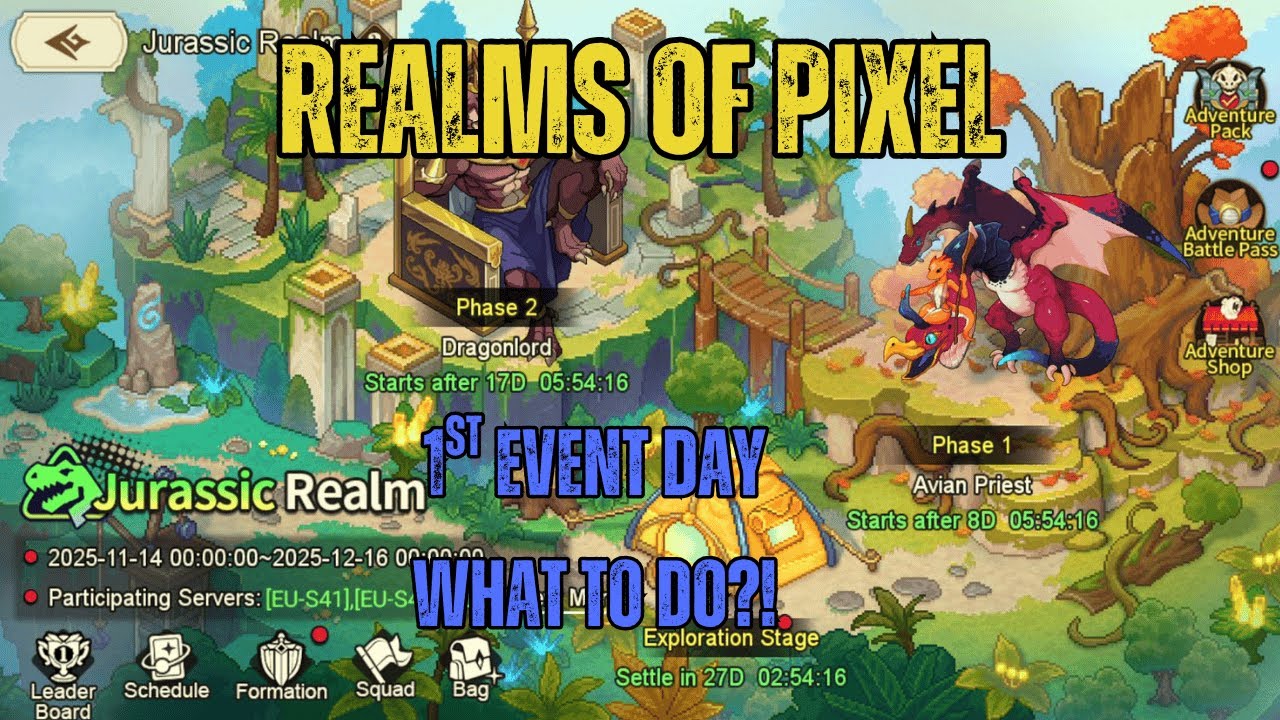 [Realms of Pixel] Как пройти «Jurassic Realm»! 1-й день #realmsofpixel #idlerpg
