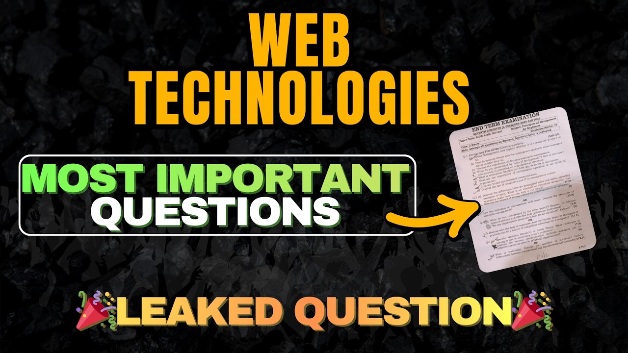 Advanced Web Topics Web Technologies | Important Topics & Most Repeated Questions Exam ...