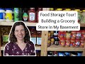 Food storage tour  building a grocery store in my basement  stockpiling on a budget