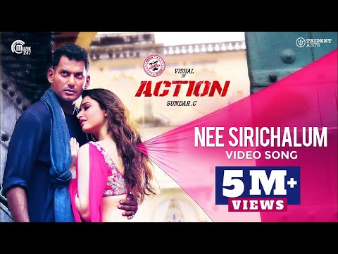 action-|-nee-sirichalum-video-song-|-vishal,-tamannaah-|-hiphop-tamizha-|-sadhana-sargam-|-sundar.c