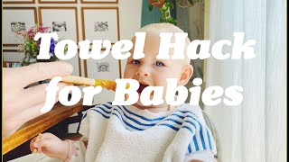 Towel Bib Hack for Feeding Babies