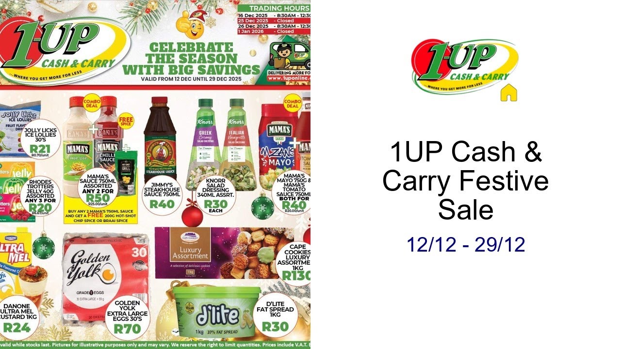 1UP Cash & Carry Festive Sale 12/12 - 29/12