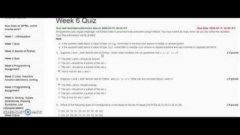 Week 6 Quiz | Programming, Data Structures and Algorithms using Python (2020)