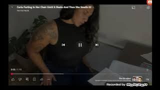 Girl fart bubbly on the chair 