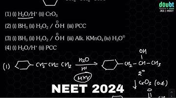 Identify the correct reagents that would bring about the following transformation.(1)(i)H2O/H+(ii)Cr