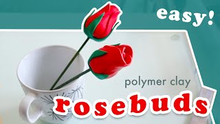 How to Make ROSES with Stems | Easy Polymer Clay Tutorial 🌹