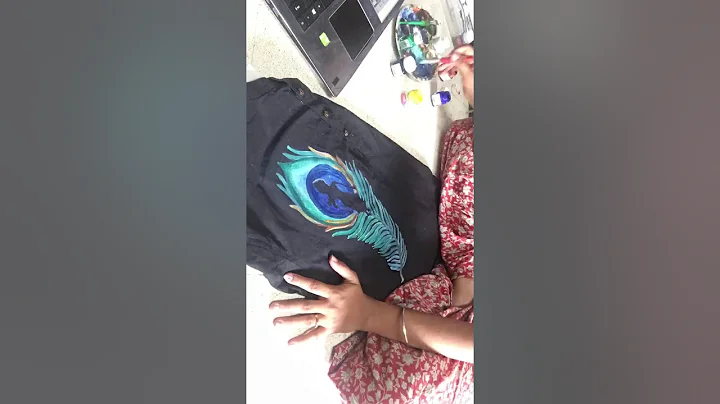 Tutorial | Fabric Art | How to draw a Peacock feather | Step by step | Timelapse