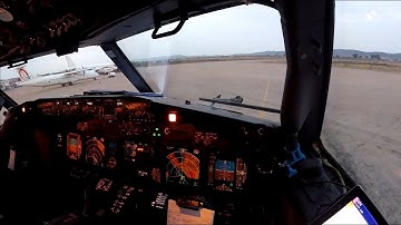 Boeing 737-800 - Single engine taxi out of Nador - cockpit view