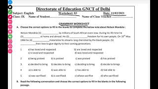 class 9 worksheet 83 English  11/02/2021